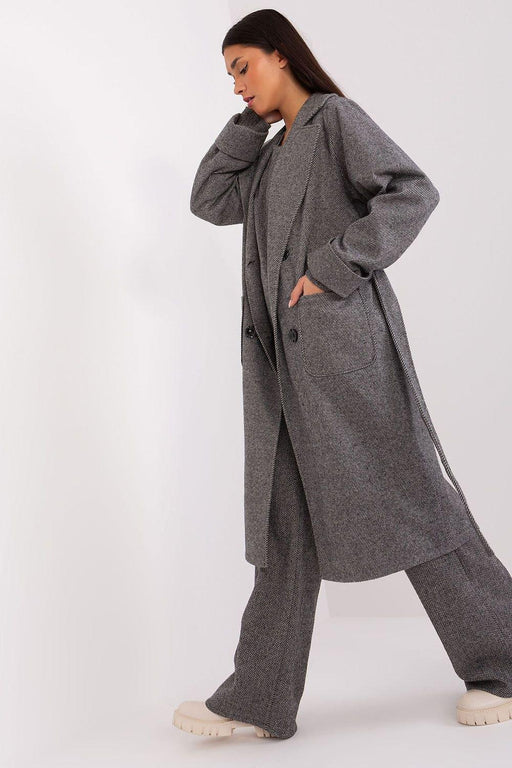 Elegant Over-the-Knee Cotton Coat with Chic Pepite Design