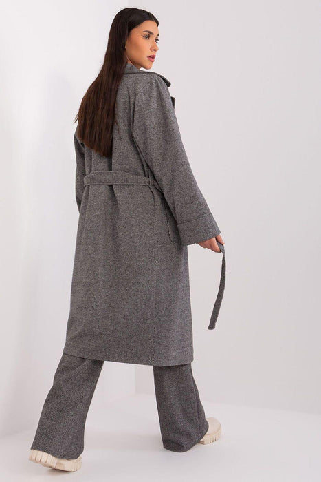 Elegant Over-the-Knee Cotton Coat with Chic Pepite Design