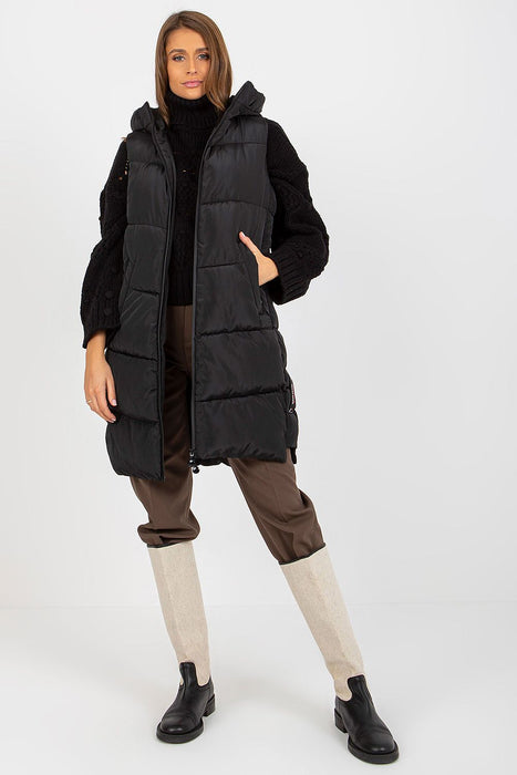 Stylish Down Quilted Hooded Vest with Zippered Pockets - Gilet NM - Cozy and Functional