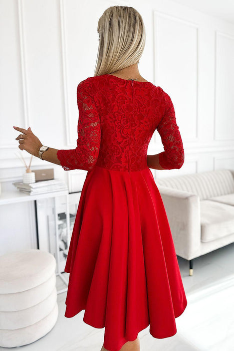 Crimson Elegance Asymmetrical Evening Gown from Europe