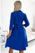 Indigo Elegance: Shirred Flared Dress with Belt crafted by Numoco