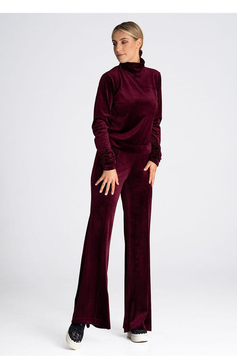 Luxe Velour Bell-Bottom Athleisure Trousers