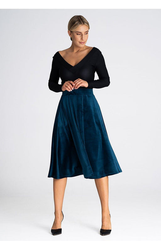 Elegant Flared Midi Skirt with Waist-Enhancing Design