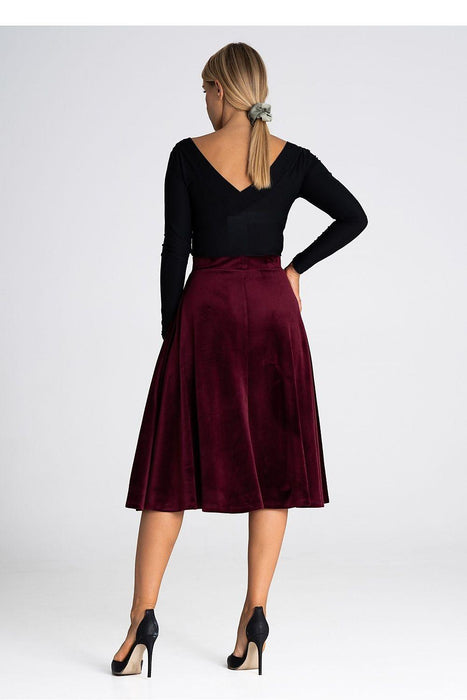 Elegant Flared Midi Skirt with Waist-Enhancing Design