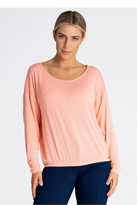 Chic Loose-Fit Round Neck Blouse with Drop Shoulder Design