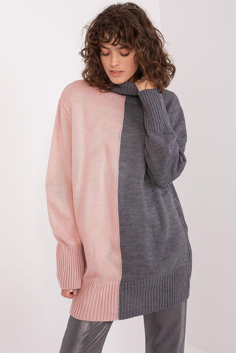 Chic Two-Tone Turtleneck Sweater for Effortless Elegance