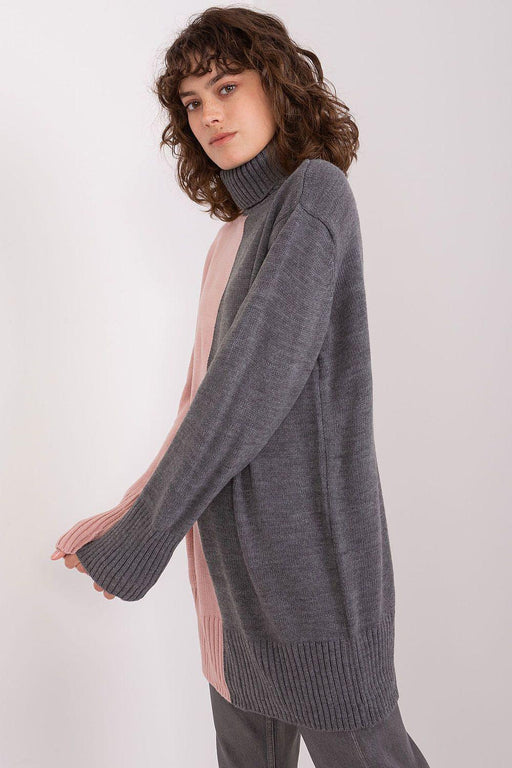 Chic Two-Tone Turtleneck Sweater for Effortless Elegance