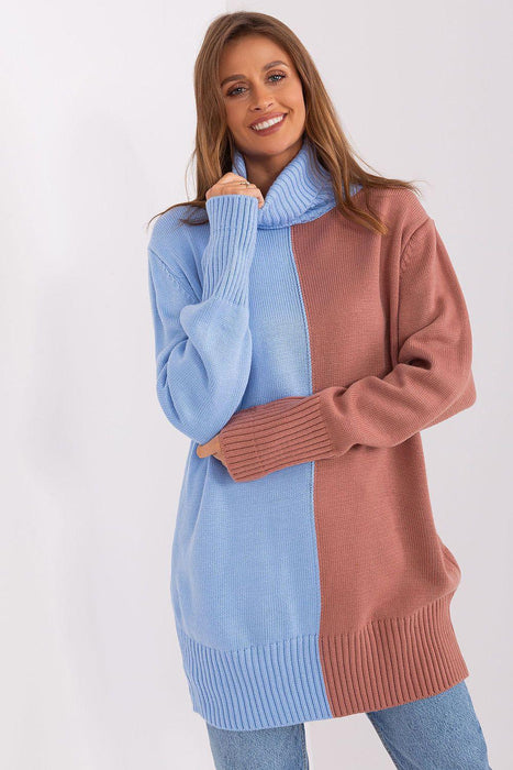 Chic Two-Tone Turtleneck Sweater for Effortless Elegance