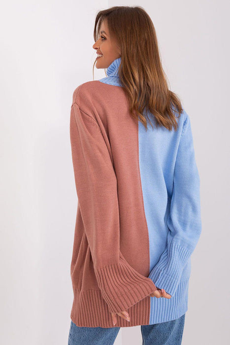 Chic Two-Tone Turtleneck Sweater for Effortless Elegance