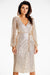 Glistening Sequin Wrap Dress with Elegant Side Ties and Ruching Details