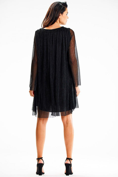 Sophisticated Sheer Mesh Evening Dress with Elegant Sleeves