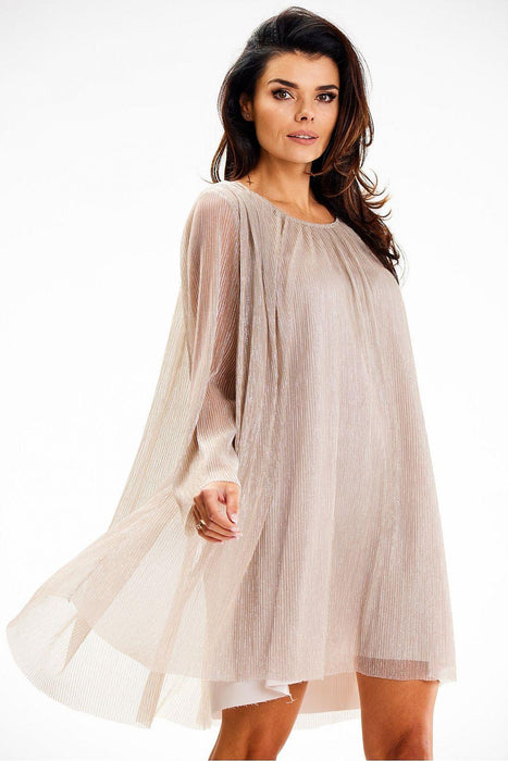 Sophisticated Sheer Mesh Evening Dress with Elegant Sleeves