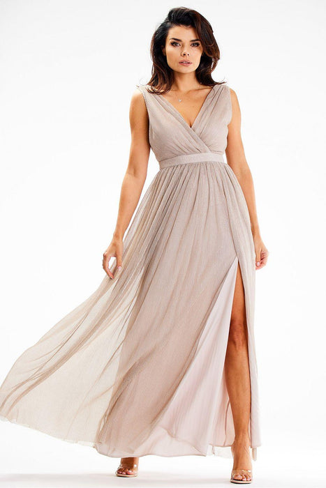 Enveloping Elegance Mesh Maxi Dress