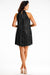 Elegant Mesh and Satin Stand-Up Collar Dress