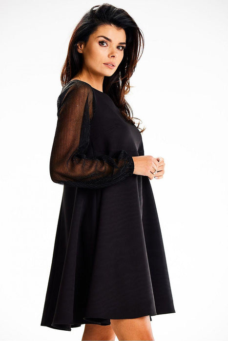 Elegant Sheer Sleeve Maxi Dress