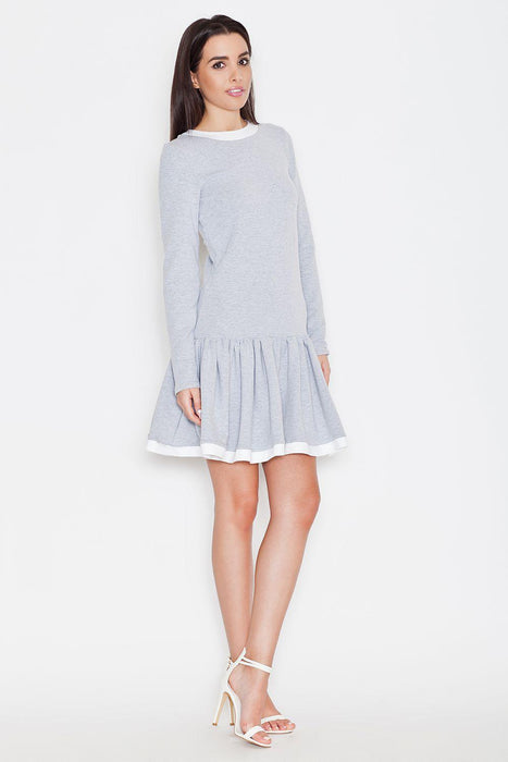 Chic Ruffled Striped Cotton Sweatshirt Dress