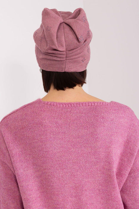 Rhinestone-Studded Cashmere Winter Beanie Hat