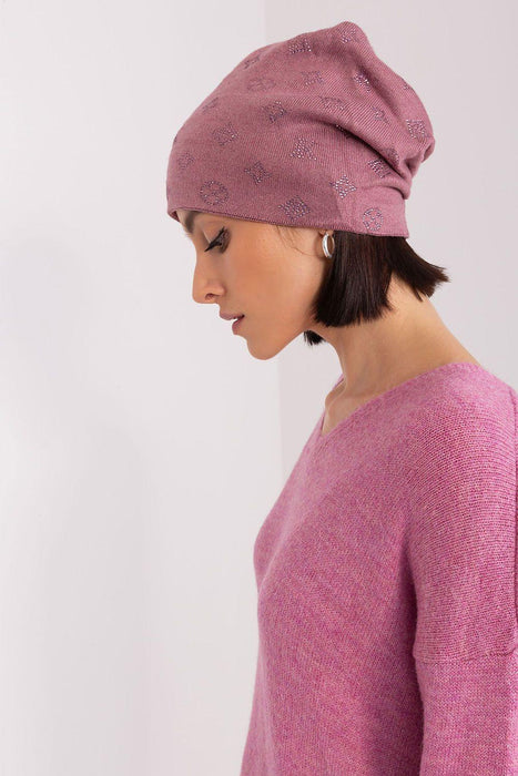 Rhinestone-Studded Cashmere Winter Beanie Hat