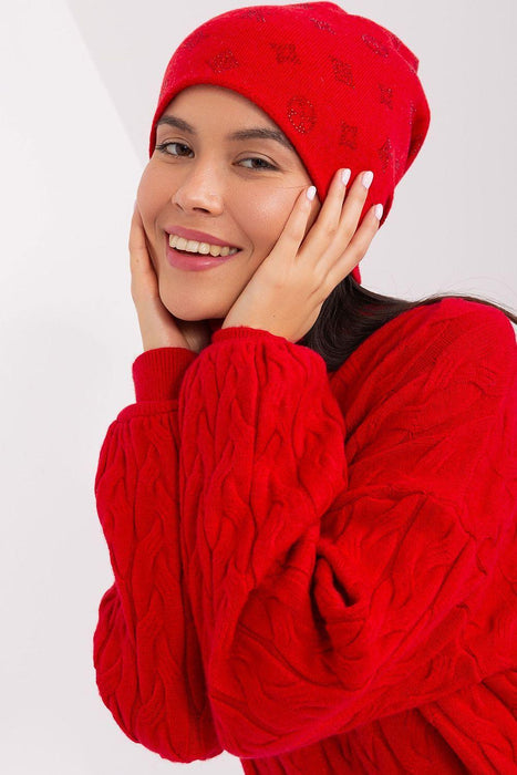 Rhinestone-Studded Cashmere Winter Beanie Hat