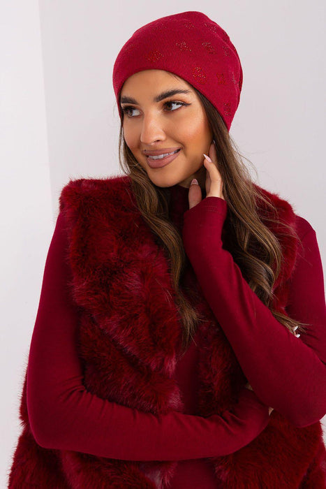 Rhinestone-Studded Cashmere Winter Beanie Hat