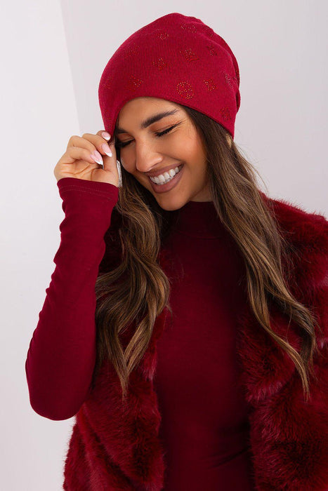 Rhinestone-Studded Cashmere Winter Beanie Hat