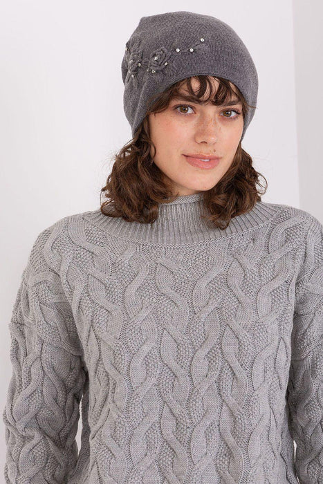 Winter Chic Knit Beanie with Decorative Applique