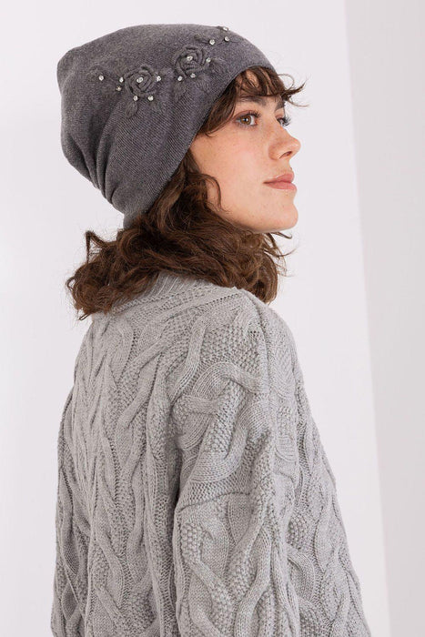 Winter Chic Knit Beanie with Decorative Applique