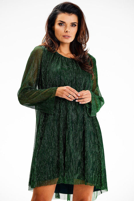 Sophisticated Sheer Mesh Evening Dress with Elegant Sleeves