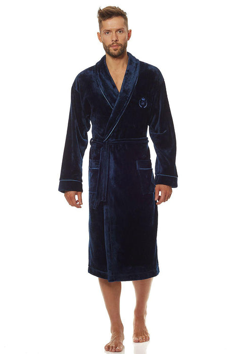 Elegant Men's Knit Bathrobe with Functional Pockets