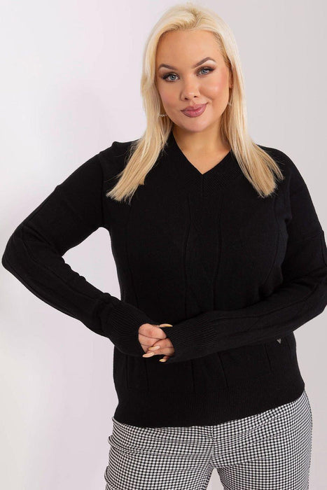 Trendy Plus Size Variegated Knit Sweater in Luxurious Viscose - Must-Have for Women's Winter Fashion