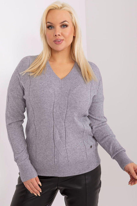 Trendy Plus Size Variegated Knit Sweater in Luxurious Viscose - Must-Have for Women's Winter Fashion