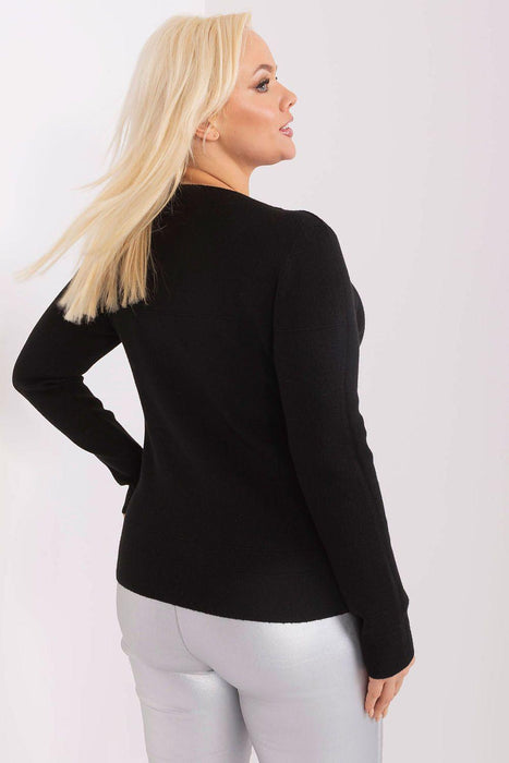 Playful Pom-Pom Plus Size Viscose Sweater for Effortless Elegance