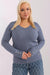 Elegant Plus Size Viscose Sweater with Stylish V-Neck and Button Embellishments