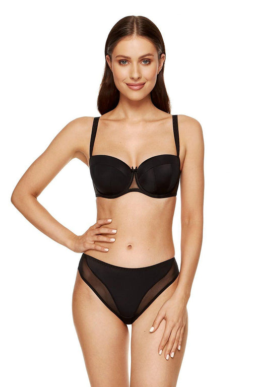 Elegant Black Cotton-Lined Padded Bra by Gorteks