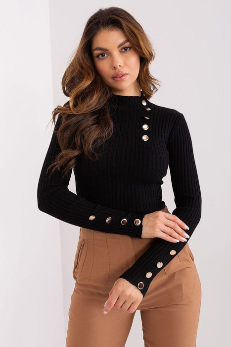 Sophisticated Ribbed Sweater with Elegant Stand-Up Collar for Every Occasion