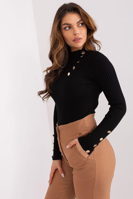 Sophisticated Ribbed Sweater with Elegant Stand-Up Collar for Every Occasion