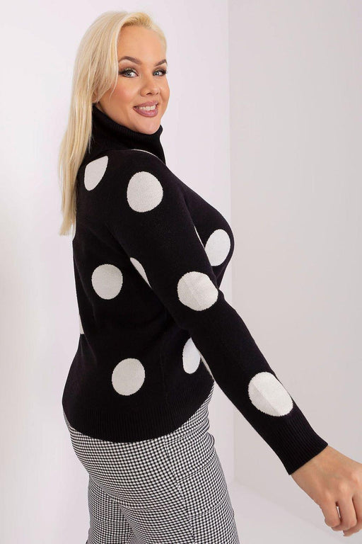 Chic Polka Dot Plus Size Turtleneck Sweater for Women