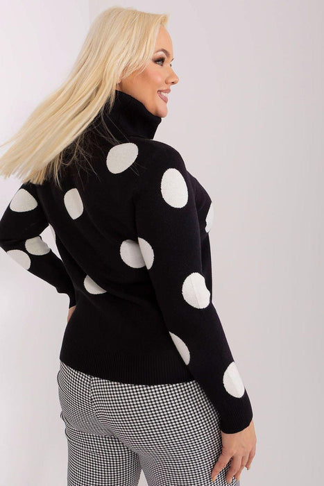 Chic Polka Dot Plus Size Turtleneck Sweater for Women