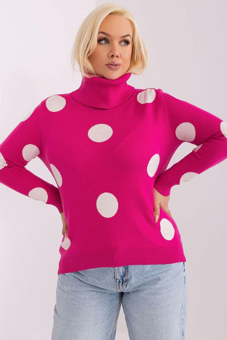 Chic Polka Dot Plus Size Turtleneck Sweater for Women