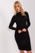 Sophisticated Ribbed Pencil Dress with Circular Neckline