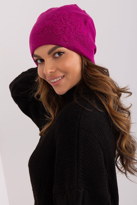 Elegant Rhinestone-Embellished Cashmere Beanie Hat