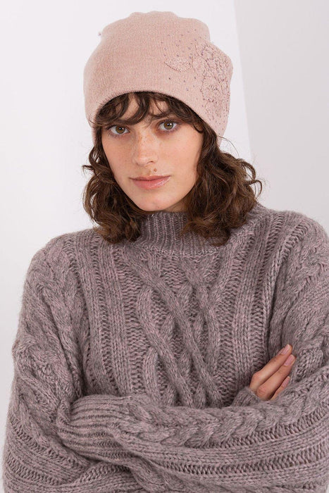 Elegant Rhinestone-Embellished Cashmere Beanie Hat