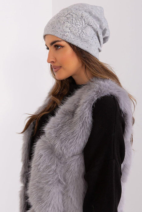 Elegant Rhinestone-Embellished Cashmere Beanie Hat