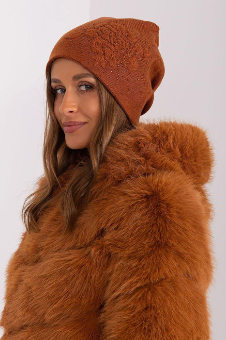 Elegant Rhinestone-Embellished Cashmere Beanie Hat