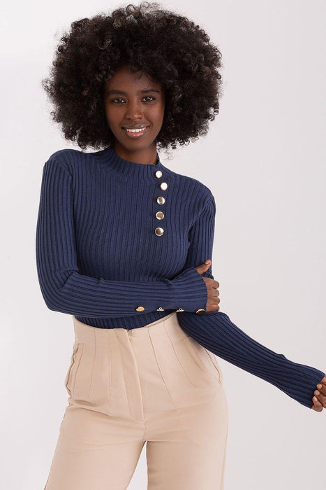 Sophisticated Ribbed Sweater with Elegant Stand-Up Collar for Every Occasion