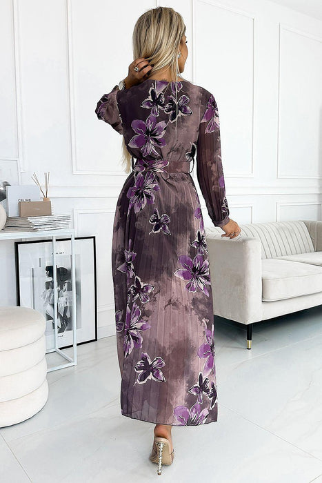 Enchanting Floral Elegance Chiffon Maxi Dress by Numoco