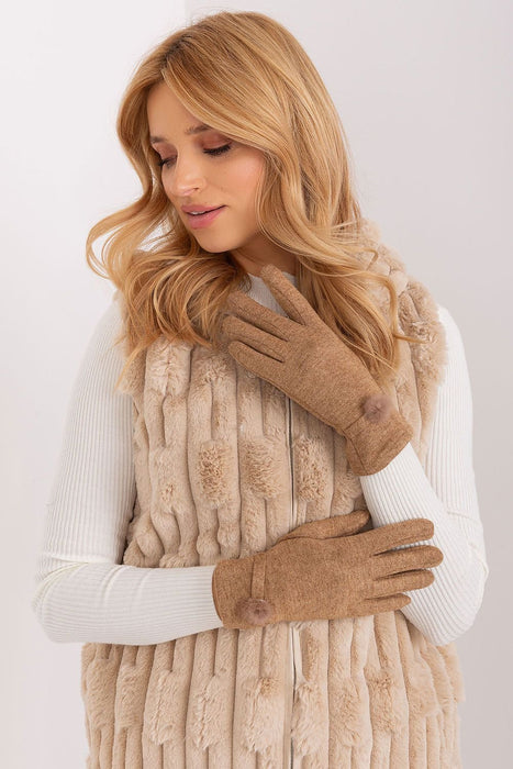 Chic Touchscreen Gloves with Pompom Accents for Modern Women