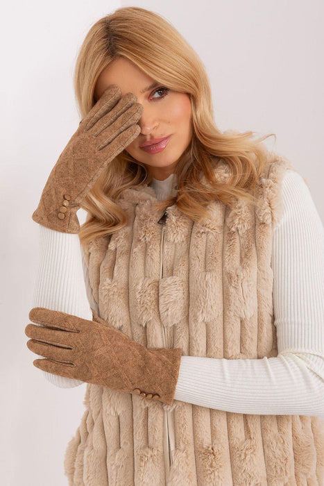 Chic Geometric Patterned Touchscreen Gloves with Floral Accents for Women