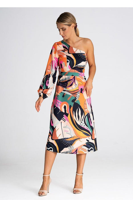 Sophisticated One-Shoulder Flare Cocktail Dress