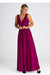 Sophisticated V-Neck Maxi Dress with Eye-Catching Front Slit and Tailored Waist Detail